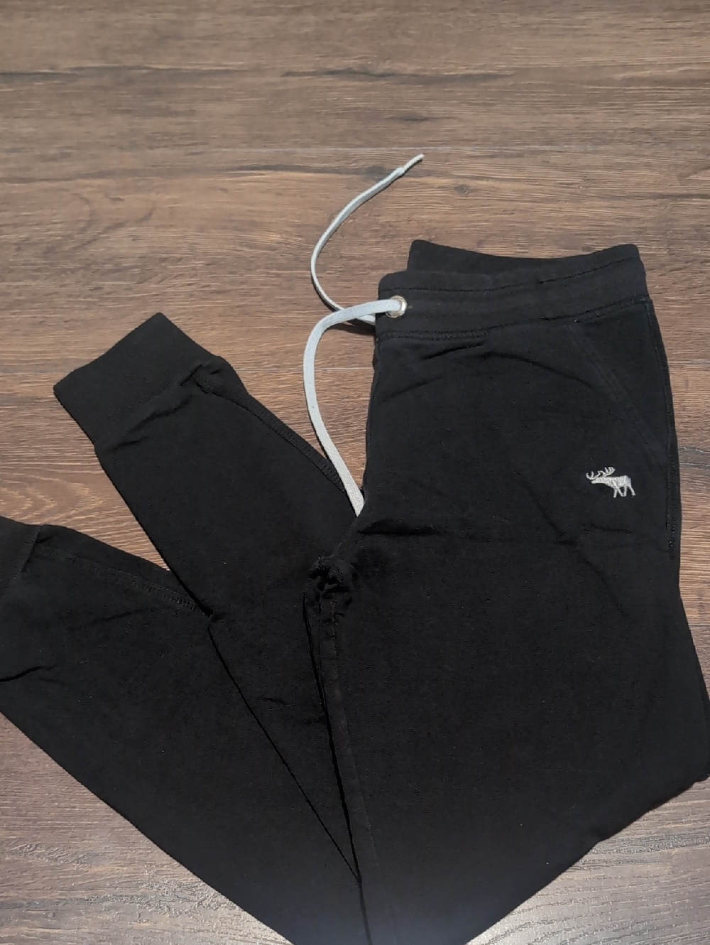 Abercrombie & Fitch Black Joggers with White Drawcord